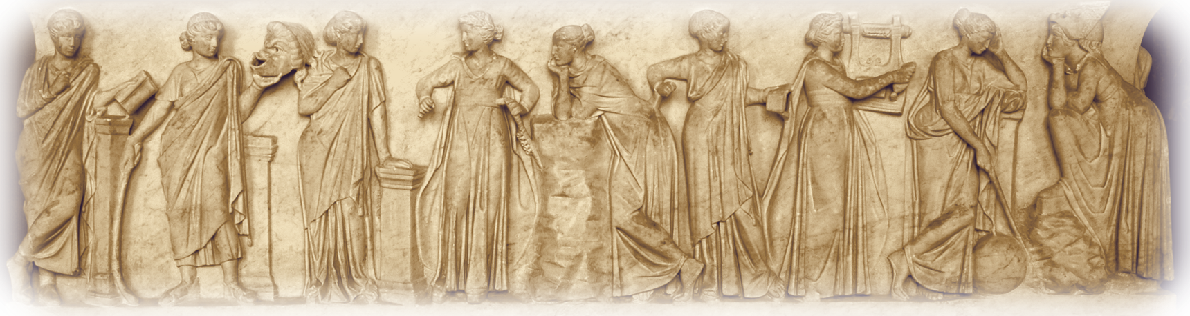 The nine Muses, from a Roman sarcophagus of about 150 AD in the Louvre